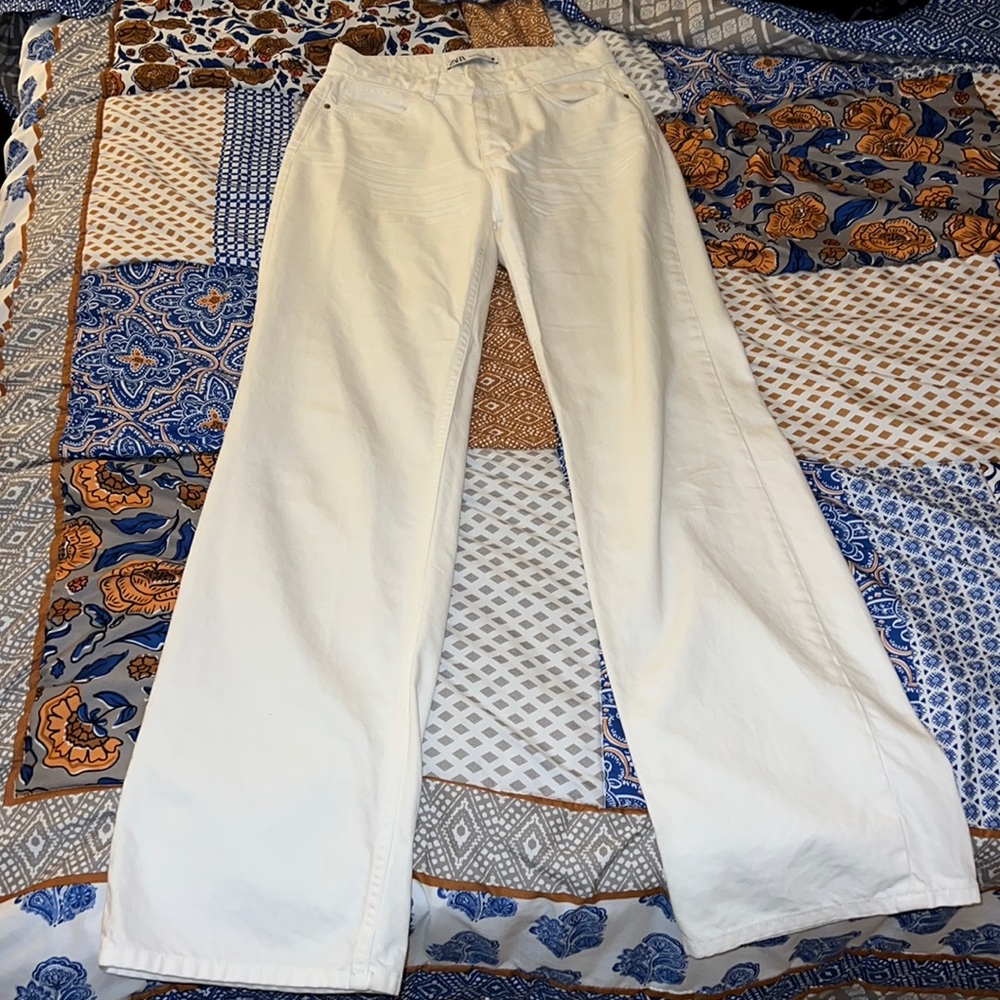 Zara white straight leg jeans size 6 EUR 38